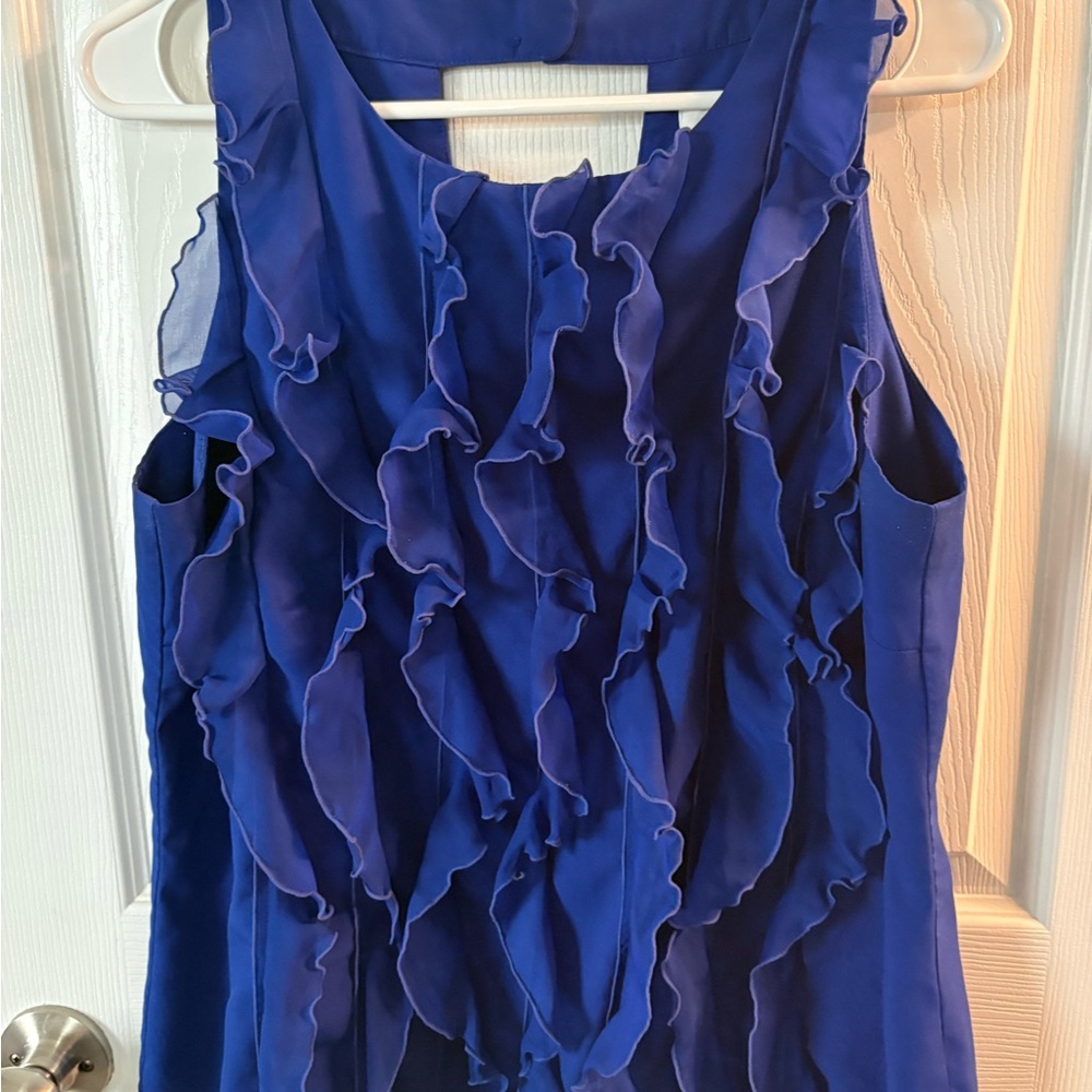 Cato Royal Blue Sleeveless Ruffle Front Blouse